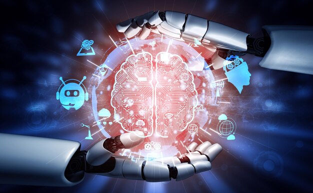 XAI futur robot d'intelligence artificielle et cyborg