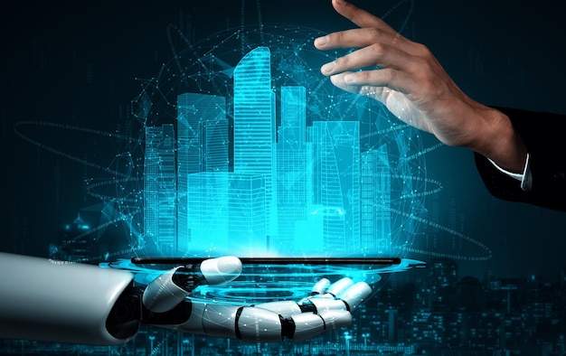 XAI futur robot d'intelligence artificielle et cyborg