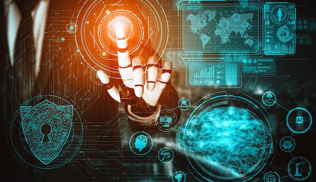 XAI Future intelligence artificielle et apprentissage automatique pour le robot droïde AI ou le cyborg
