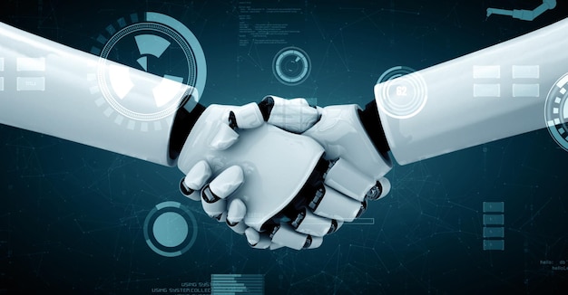 Xai robot futuriste intelligence artificielle humanoïde ai pour une usine industrielle
