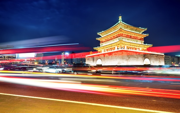 Xi&#39;an clocher vue nocturne