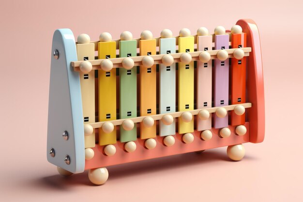 Photo xylophone de jouet au corail pastel ia générative