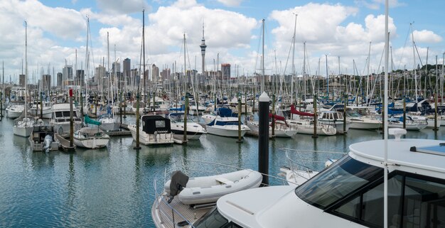 Yacht au port d'Auckland, Nouvelle-Zélande