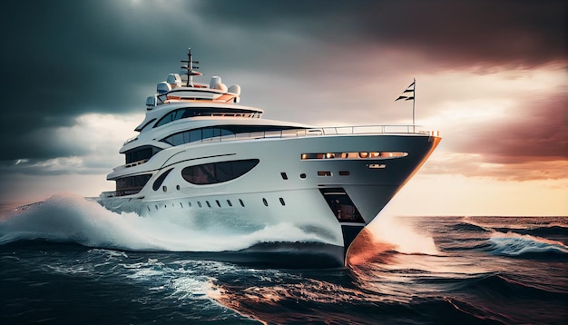 Yacht de luxe en mer Generative AI