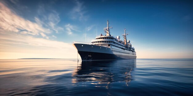 Un yacht moderne extravagant glissant sur des eaux à couper le souffle lors d'une escapade estivale luxueuse et inoubliable