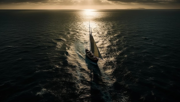 Un yacht à voile glisse sur des eaux bleues tranquilles générées par l'IA