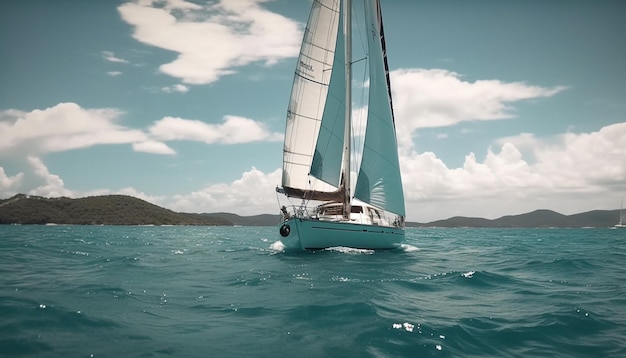 Un yacht à voile glisse à travers les vagues d'une aventure estivale générée par l'IA