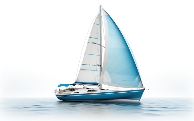 Photo un yacht à voile avec une vue latérale vibrante isolé sur un fond blanc