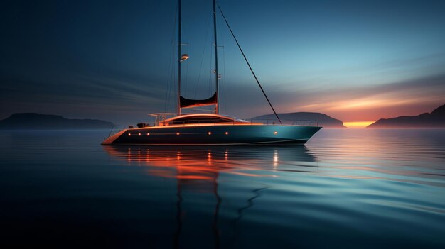 Yacht voyageant à bord d'un navire et sur l'eau pour le transport à la voile commercial et propriétaire privé sur l'océan