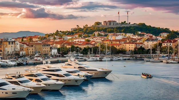 Yachts et bateaux de plaisance dans le port de Kaleici, le centre historique d'Antalya, en Turquie