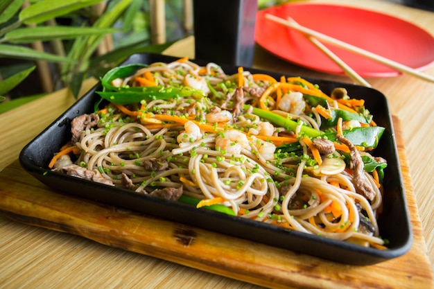 Yakisoba acquiesce. Les yakisoba, littéralement nouilles frites, sont originaires de Chine.