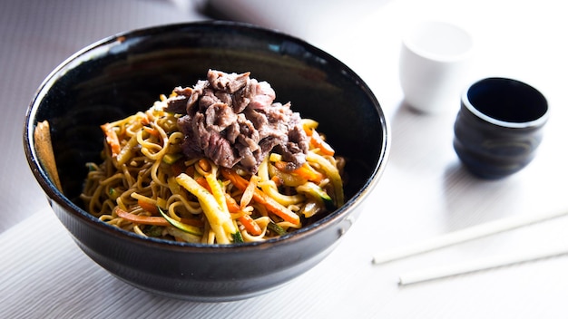 Yakisoba acquiesce. Les yakisoba, littéralement nouilles frites, sont originaires de Chine.