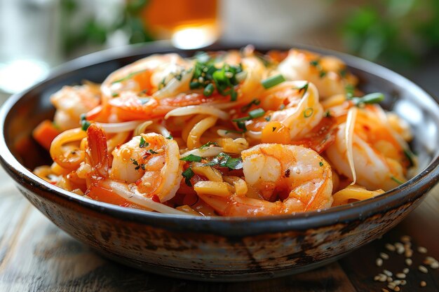 Yakisoba dans la table de la cuisine photographie de nourriture de publicité professionnelle