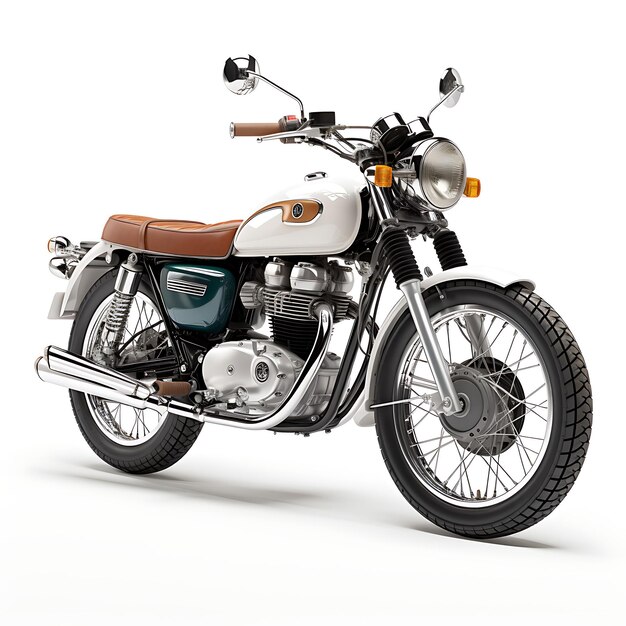 Photo yamaha sr400 une moto rétro standard avec kickstart seulement refroidie à l'air sur fond blanc propre