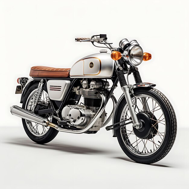 Photo yamaha sr400 une moto rétro standard avec kickstart seulement refroidie à l'air sur fond blanc propre