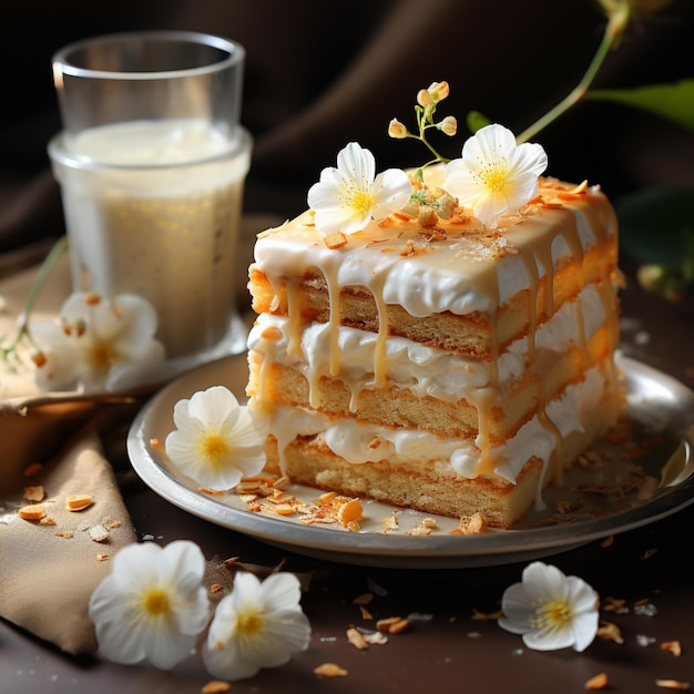 Yeami food photography gâteau asphodèle ivoire pastel jaune Ai art généré