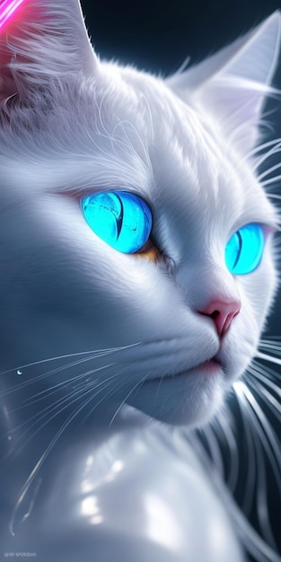 Les yeux d'un chat bleu brillent en bleu