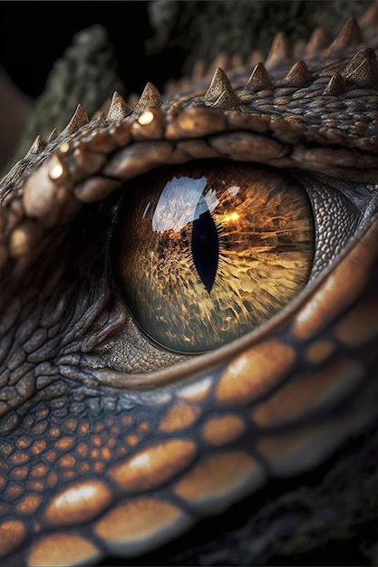 yeux de dragon reflétant