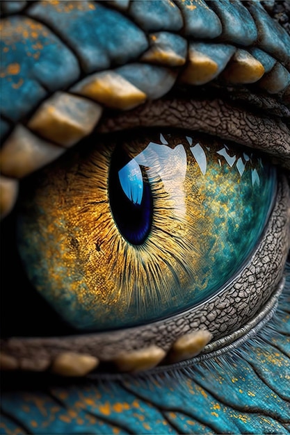 yeux de dragon reflétant