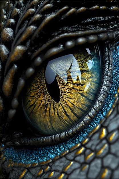 yeux de dragon reflétant