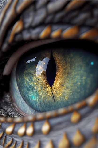 yeux de dragon reflétant