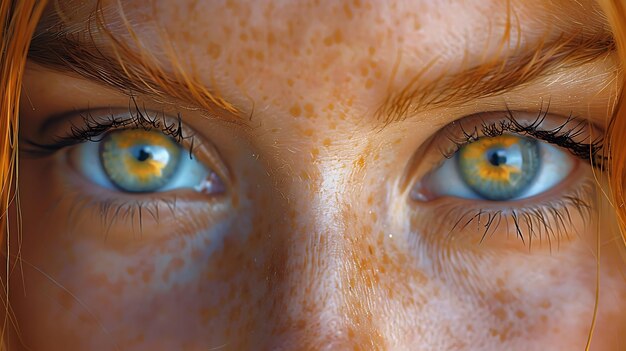 Photo les yeux d'une femme avec des yeux orange et bleus