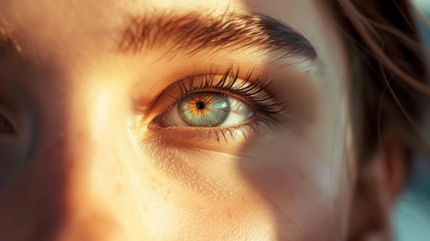 Les yeux d'une jeune femme au soleil