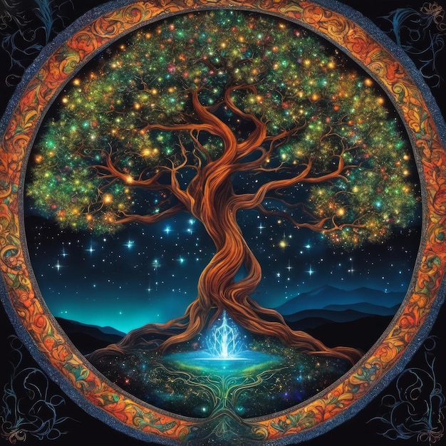 Yggdrasil l'illustration de l'arbre du monde