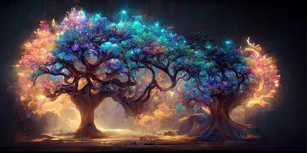 Yggdrasil de la mythologie nordique connu pour être l'arbre de vie.