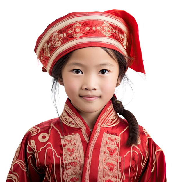 Yi, 8 ans, en tenue traditionnelle