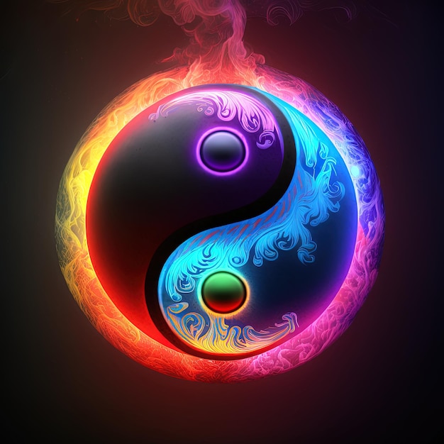 Yin et Yang colorés faits de combinaisons de couleurs. Symbole d'harmonie