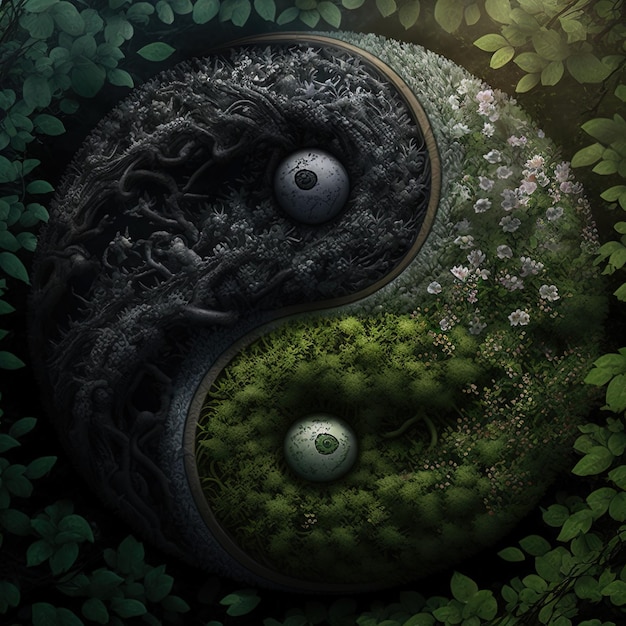 Yin et Yang faits de nature. Symbole d'harmonie