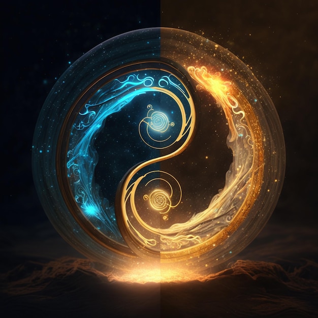 Un yin yang et le mot yin yang