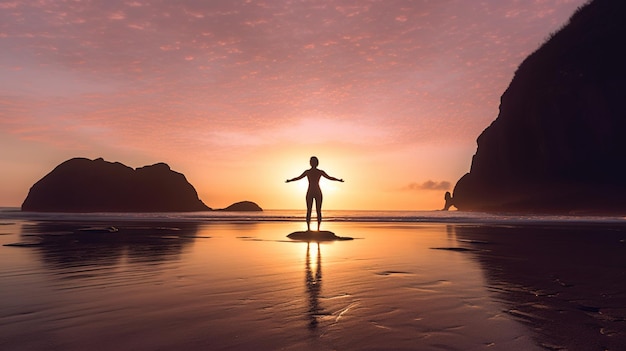 Le yoga au coucher du soleil