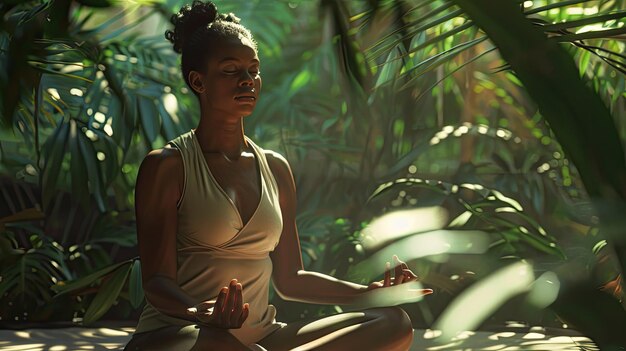 Photo yoga de bien-être pour femme noire