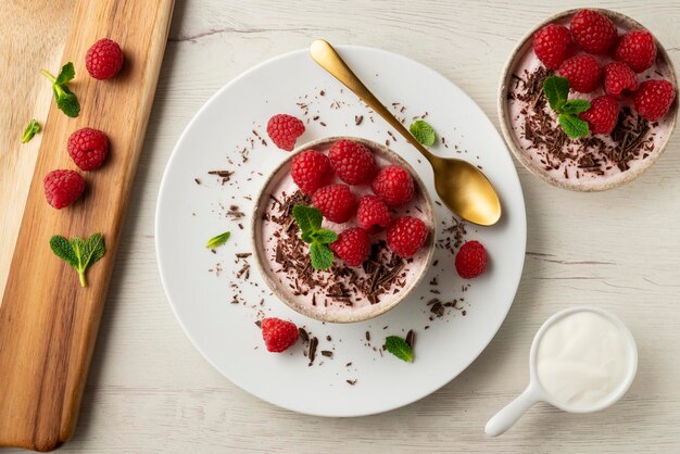 Yogourt et mousse de framboise recette italienne traditionnelle