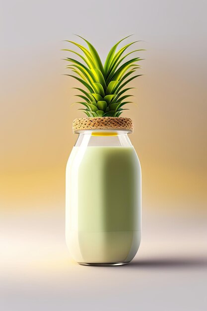 Yogourt smoothie à l'ananas isolé sur fond blanc