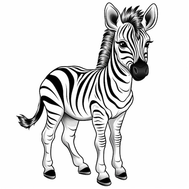 Zebra debout devant un fond blanc avec une bande noire et blanche ai générative