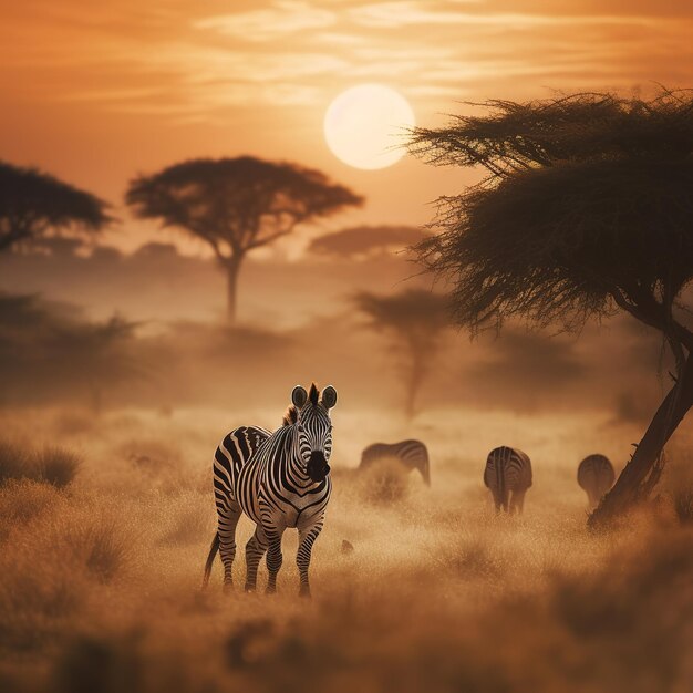 Photo le zèbre dans la savane