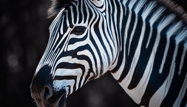 Zèbre rayé en Afrique nature gros plan portrait généré par l'IA