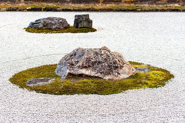 Zen Rock Garden dans le temple Ryoanji à Kyoto au Japon