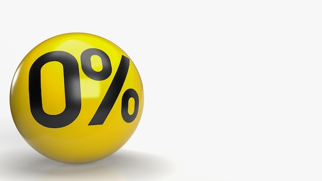 Zéro pour cent sur le rendu 3d de la boule jaune