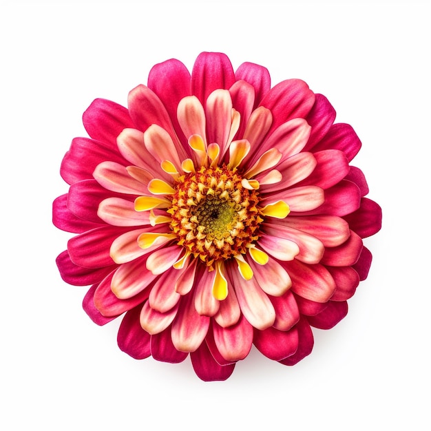 Zinnia florale isolée sur fond blanc