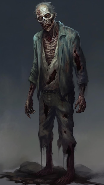 Un zombie avec une chemise qui dit "zombie" dessus