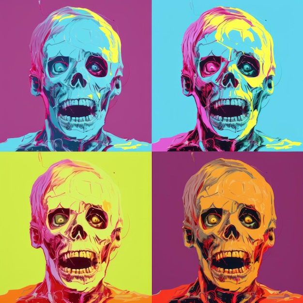 Un zombie coloré fait face à un hommage à Andy Warhol