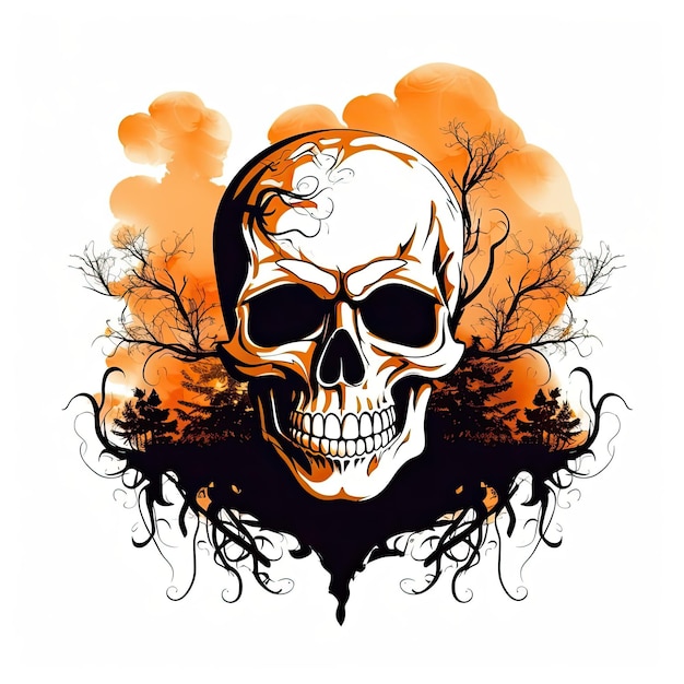 zombie crâne halloween clipart illustration vecteur t-shirt conception autocollant coupe scrapbook tatouage