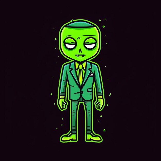 un zombie de dessin animé en costume et cravate avec les yeux fermés ai générative