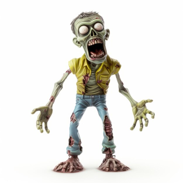 Un zombie en dessin animé qui marche dans un pantalon en haute résolution 3D