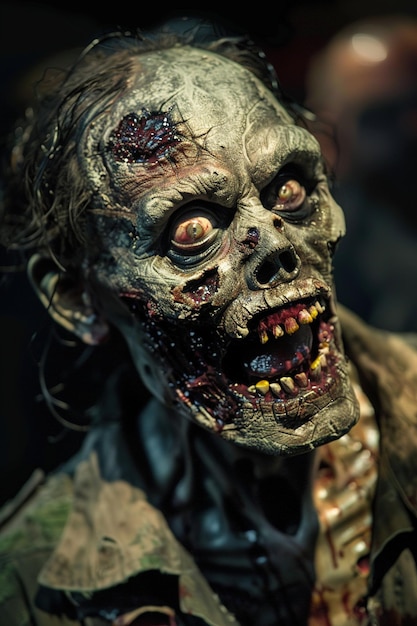 Photo un zombie effrayant avec un visage effrayant et des yeux de zombie