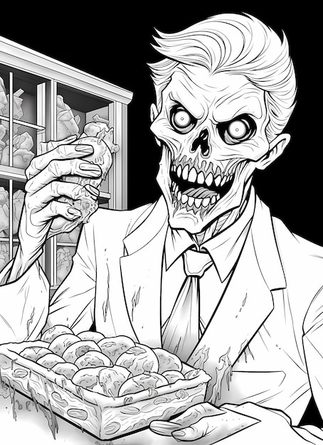Zombie Frenzy est un manga classique de style coloriage pour adultes